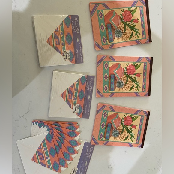 Vintage 90s stationary Aztec floral and cactus design 40 envelopes &  89 sheets - Picture 1 of 14